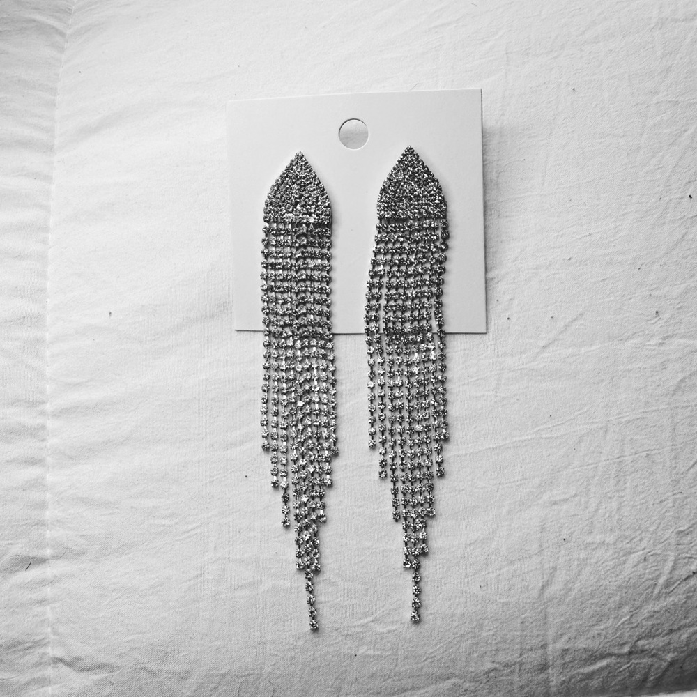 H&M diamond fringe earrings